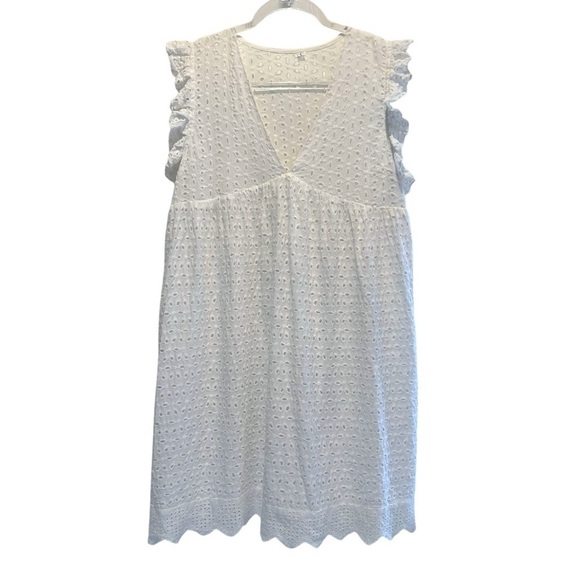 Romwe Cotton Eyelet Sleeveless Feminine White Mini Dress Size Large - Picture 3 of 6